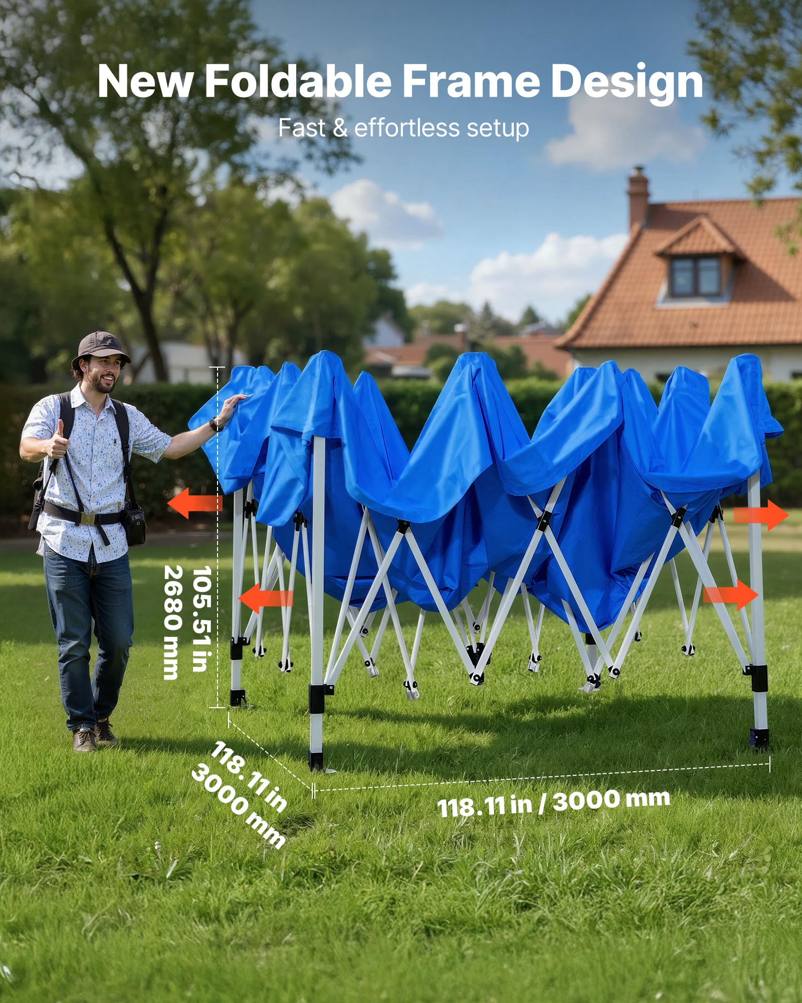 VEVOR Carpa Portátil Espaciosa para Cabina de Pintura, Impermeable y Plegable, con 2 Ventanas Laterales de Malla, Ideal para Autopartes, Muebles y Motocicletas, Color Azul, 3000 x 3000 x 2700 mm