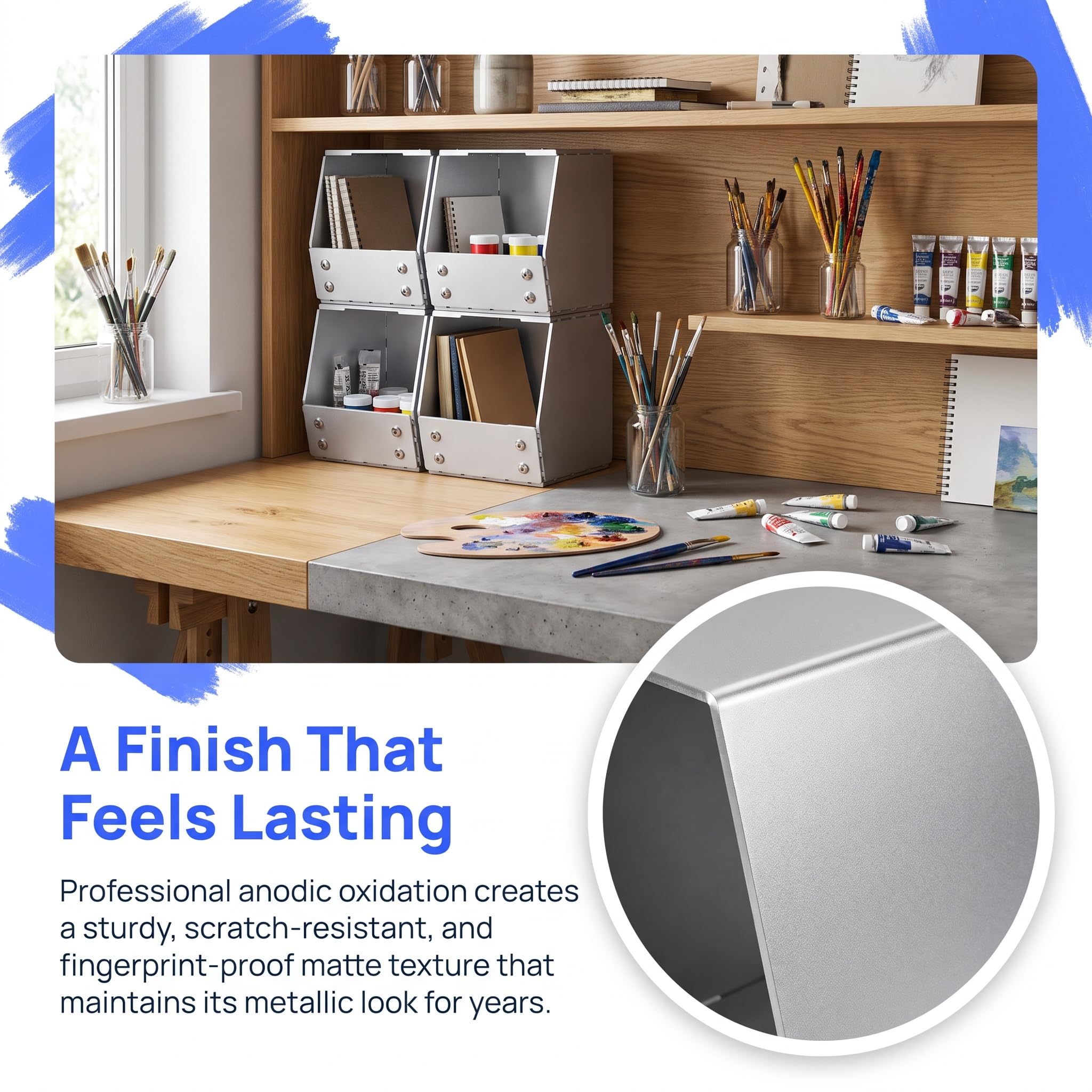 Caja Organizadora De Pintura De Aleación De Aluminio, Almacenamiento De Botellas De Pintura Para Manualidades, Gran Capacidad, Montaje Plegable, Diseño De Base Magnética