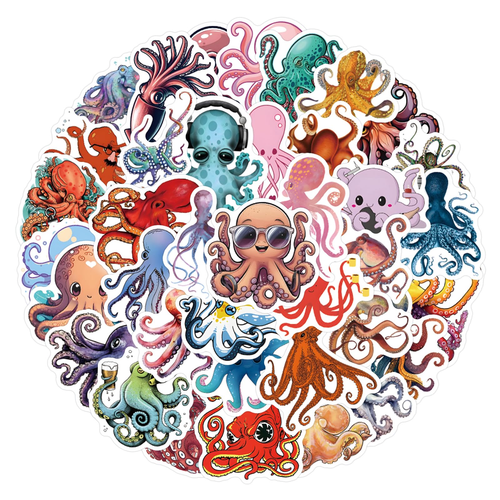 Chaopaitiezhi Girls Octopus Stickers,Octopus Graffiti Stickers,50Pcs Vinyl Waterproof Decals For Kids Teens,For Phone Laptop Water Bottles Skateboard Computer Phone Luggage Guitar Car Gifts