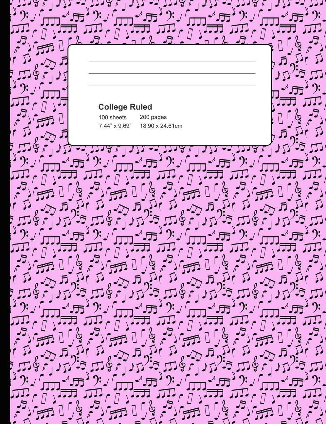 College Ruled 200 Pages: Light Pink Music Notes Composition Notebook, Music Lover College Composition Book, Notebook For Musicians