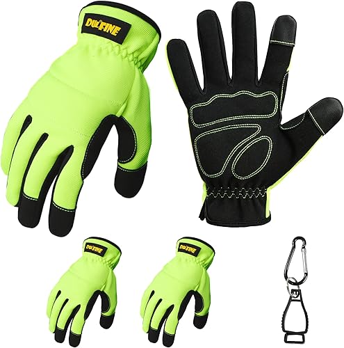 Miniatura 8 de DULFINE Guantes de trabajo de alto rendimiento para hombres (paquete de 3 pares), pantalla táctil de alta destreza para multiusos, excelente agarre