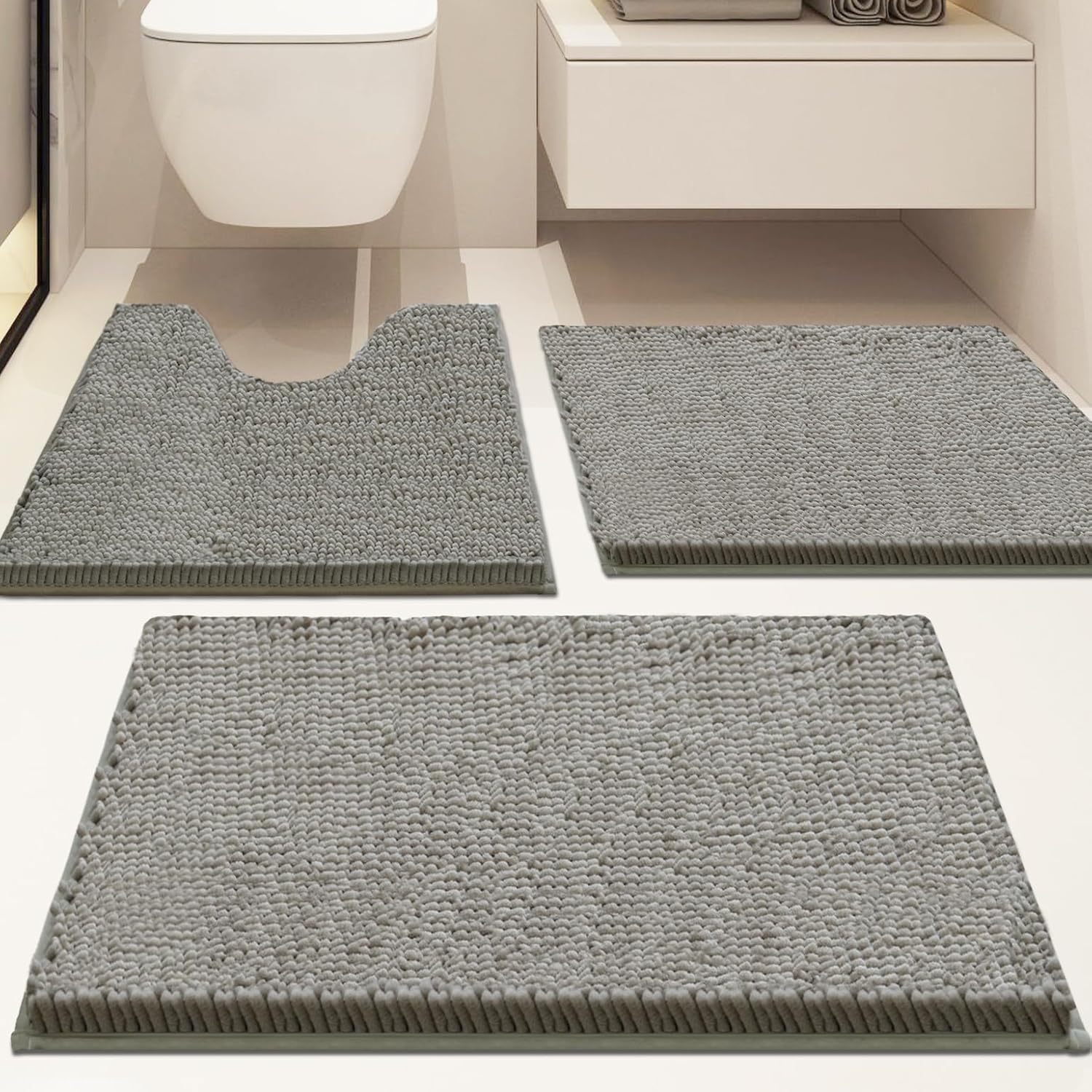 Amazon.com: Bathroom Rugs Sets 3 Piece,Super Absorbent Soft,Thick ...