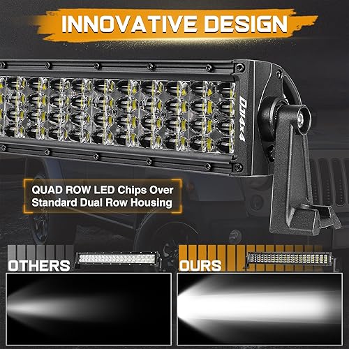 Miniatura 3 de DJI4X4 Reflector de barra de luces LED cree, de 12 pulgadas, 72 watts. Luz antiniebla de LED, para vehículos todoterreno, con panel negro, para