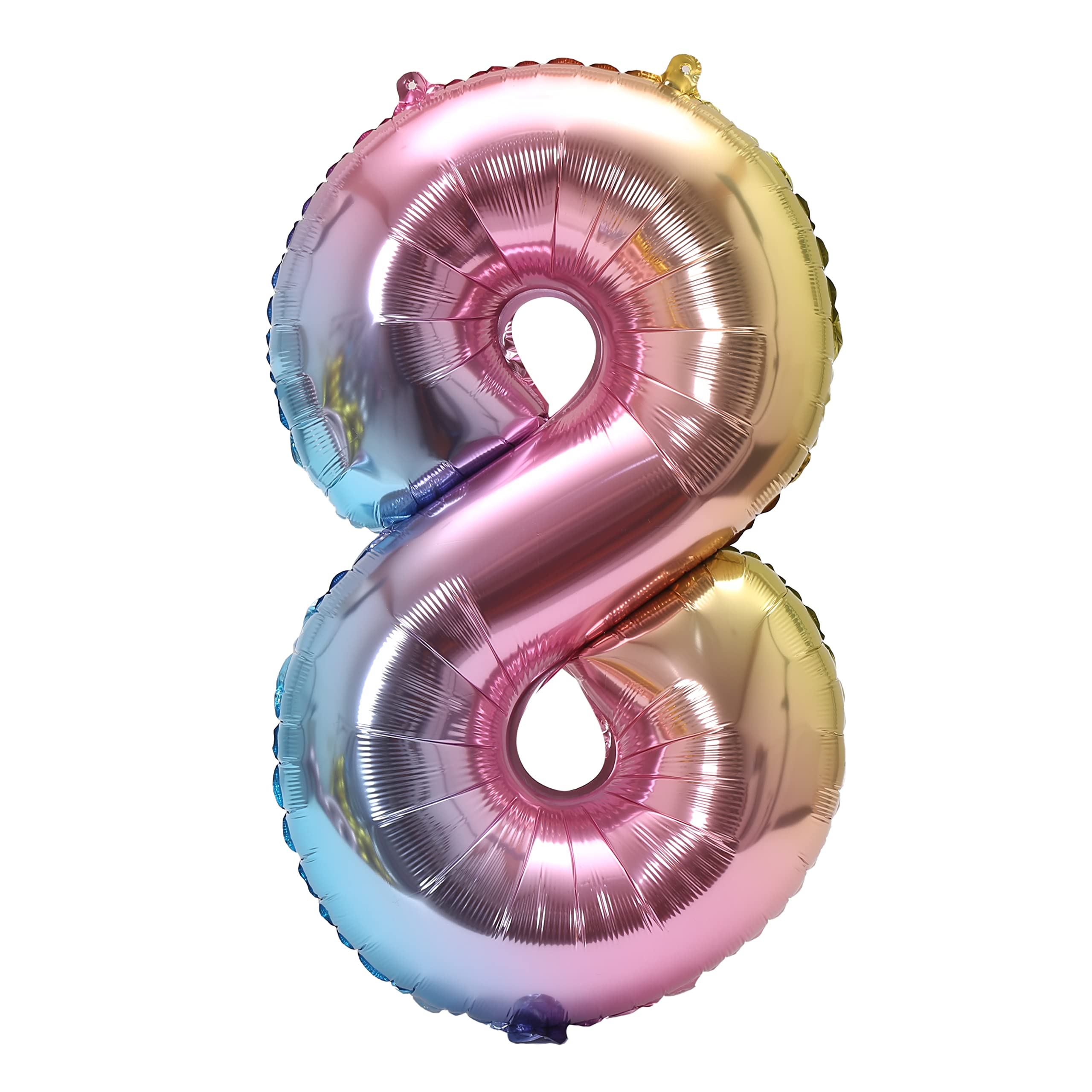 YPSelected 32 Inch Large Foil Helium Number Balloon Birthday Wedding Party 0-9 (Rainbow, 8)