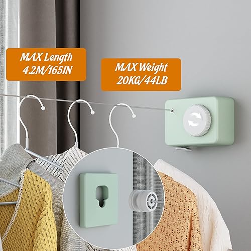 Miniatura 4 de Dancrul Tendedero retráctil para interiores línea de ropa que se retrae al aire libre conjunto de ropa para montar en la pared línea de ropa para