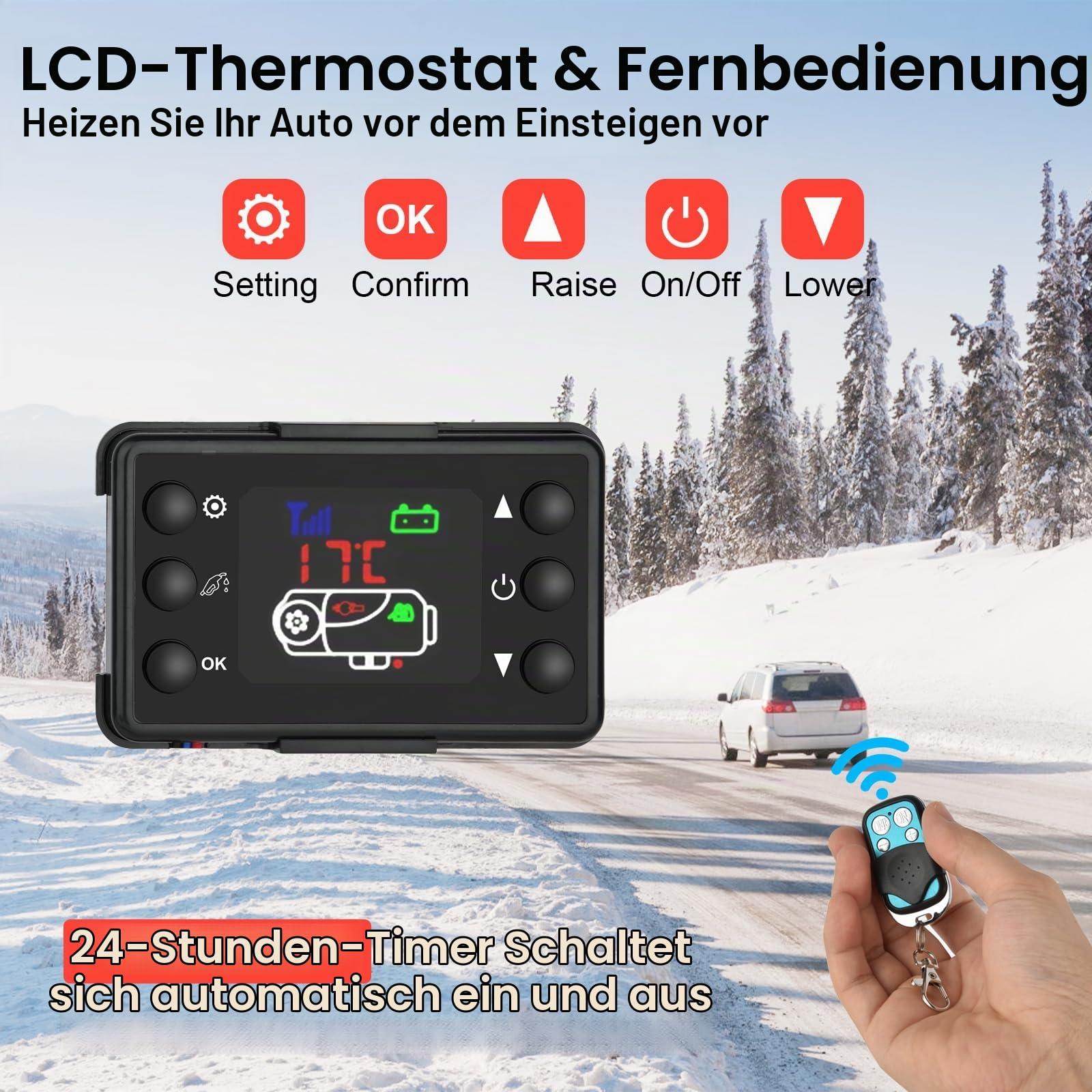 SHAVINGFUN Standheizung Diesel,5kw Diesel Standheizung,12V Standheizung Luftheizung mit LCD Schalter Diesel Lufterhitzer,Chnell heizende Dieselheizung für Auto RV Boote LKW Wohnmobil Bus