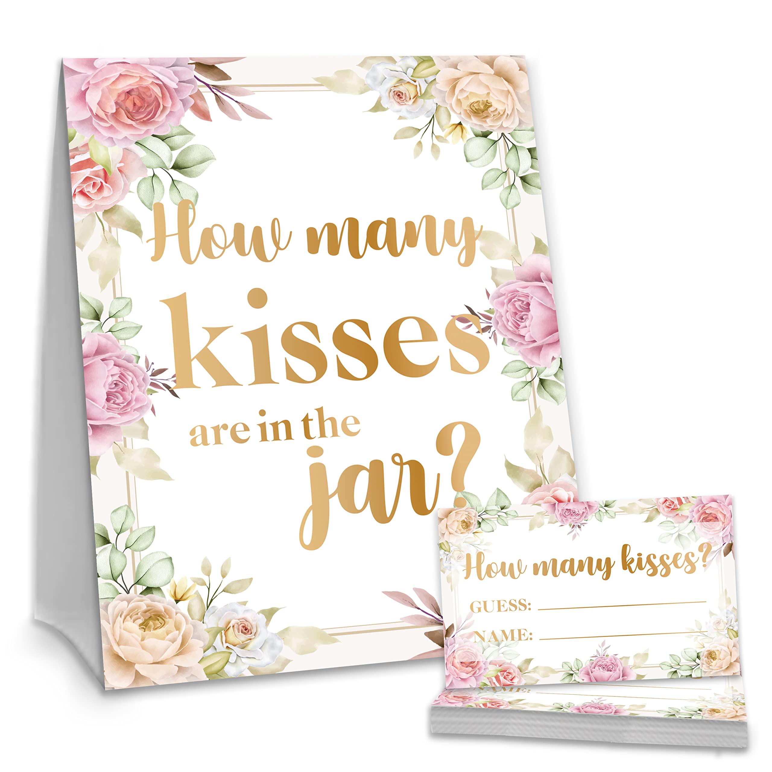Bridal Shower Games, How Many Kisses Bridal Shower Game, Pink Floral ...
