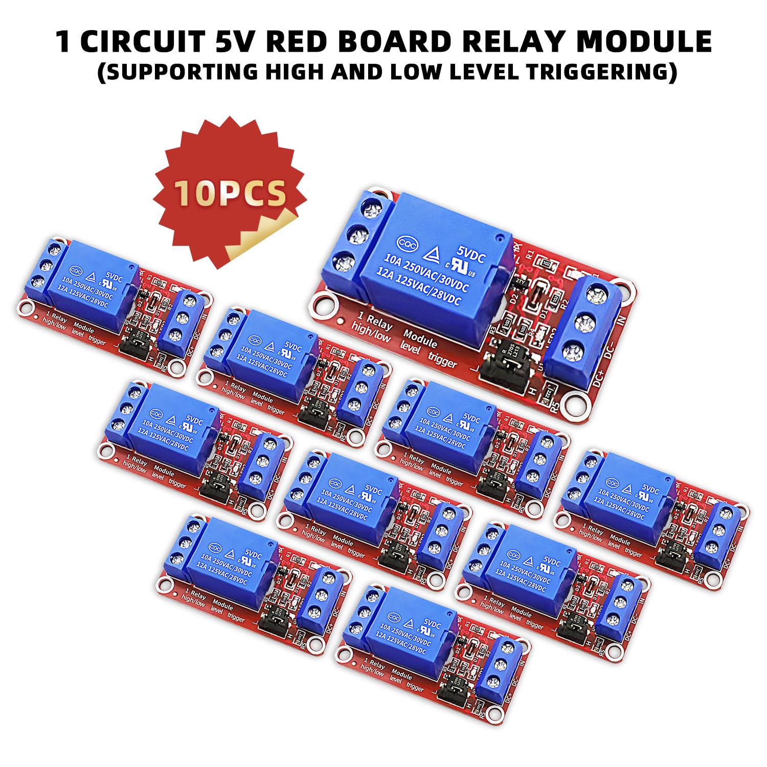 AEDIKO 4pcs DC 24V Relay Module - 1 Channel With Optocoupler Isolation, High/Low Level Trigger, 10A Load - View #9