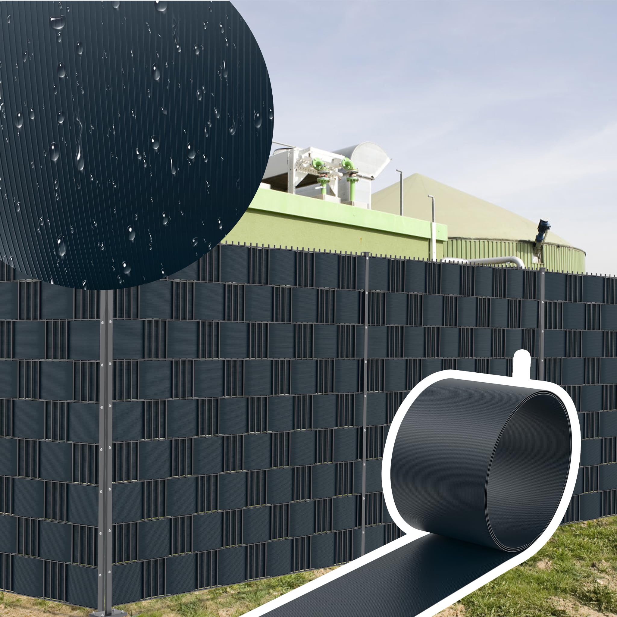 YRHome 20x Sichtschutzstreifen Zaun 2,5m x 19cm Hart PVC Sichtschutz Rolle für Doppelstabmattenzaun Blickdicht Wetterfest Windschutz Zaunfolie Zaunsichtschutz Garten Balkon Gartenzaun Anthrazit