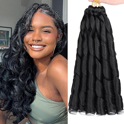 Miniatura 48 de COOKOO Cabello rizado francés de 10 pulgadas, prerizado, paquete de 9 rizos franceses, trenzas sueltas, cabello trenzado para trenzas de caja