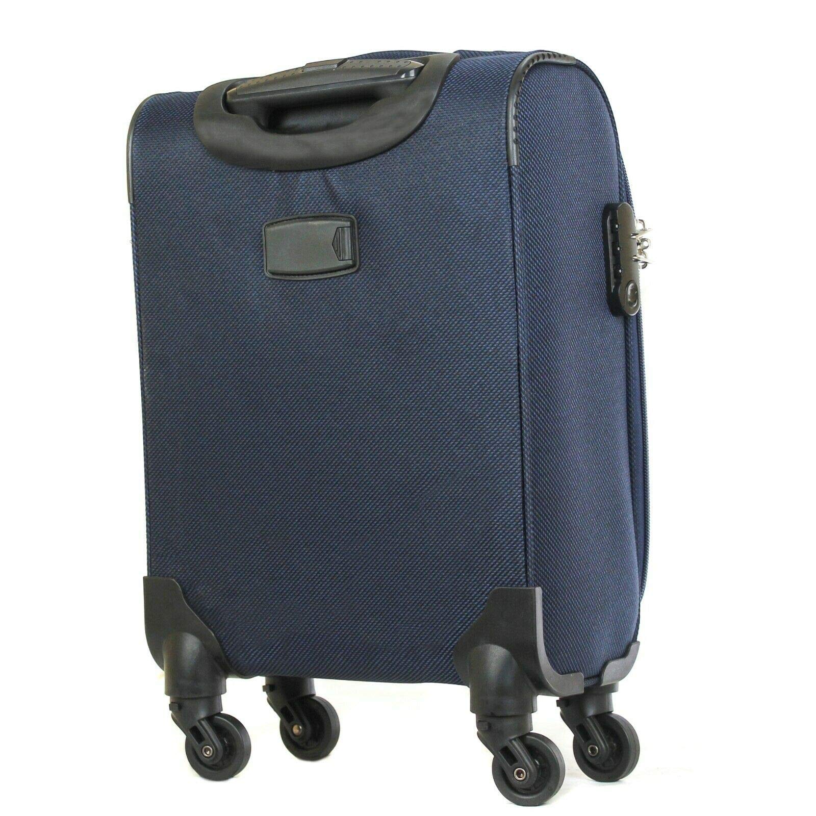 Maleta de Tela Equipaje de Mano para Cabina candado combinación Lateral 4 Ruedas 360º Color Azul Marino.