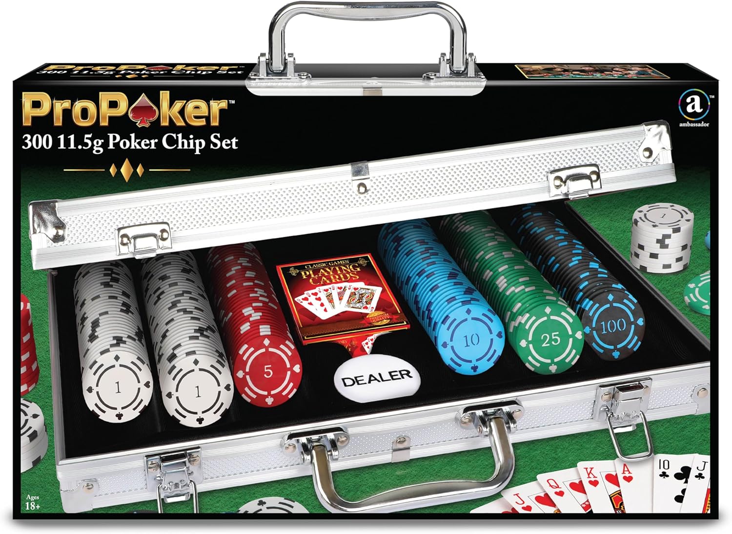 Ambassador ProPoker 300 11.5g Numbered Poker Chips in Aluminum Case