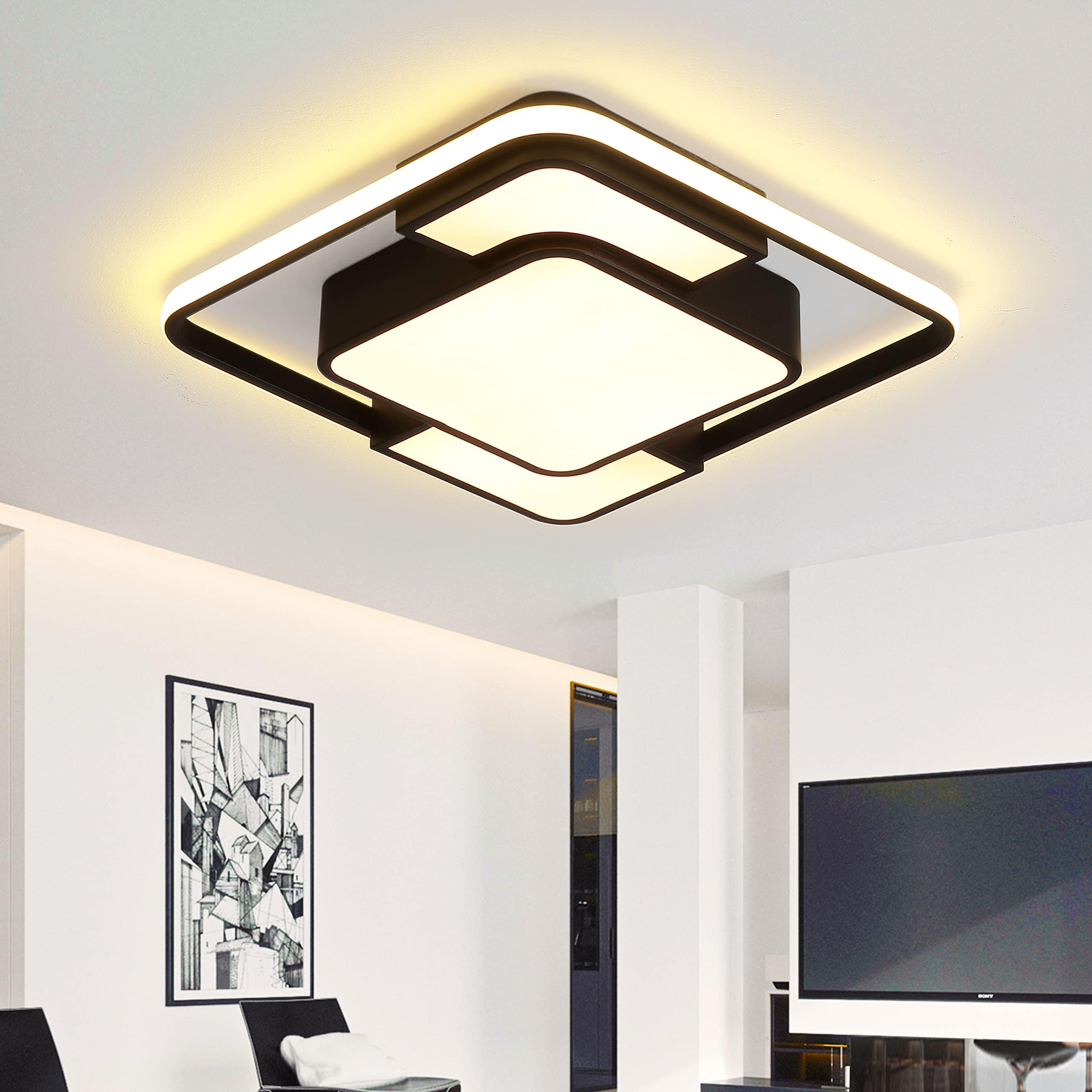 KIWIVIC Modern LED Ceiling Light, 75W Ceiling Lights for Bedroom with ...