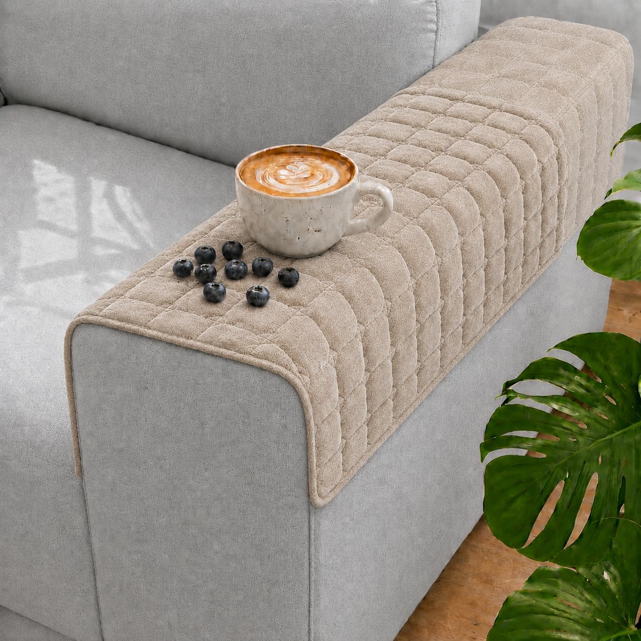 STITCHNEST 'Haven Soft Series' Sofa Armrest Cover | Ultra Soft Plush Hand Rest Protector for Sofa & Couch Furniture, Washable Textured Arm Cover