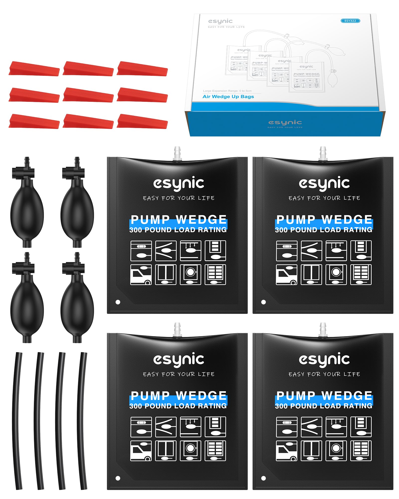 eSynic Lot de 2 Sacs gonflables en TPU Durable pour Porte de Levage - 15 x 16,5 cm - Capacité de Charge : 200 kg
