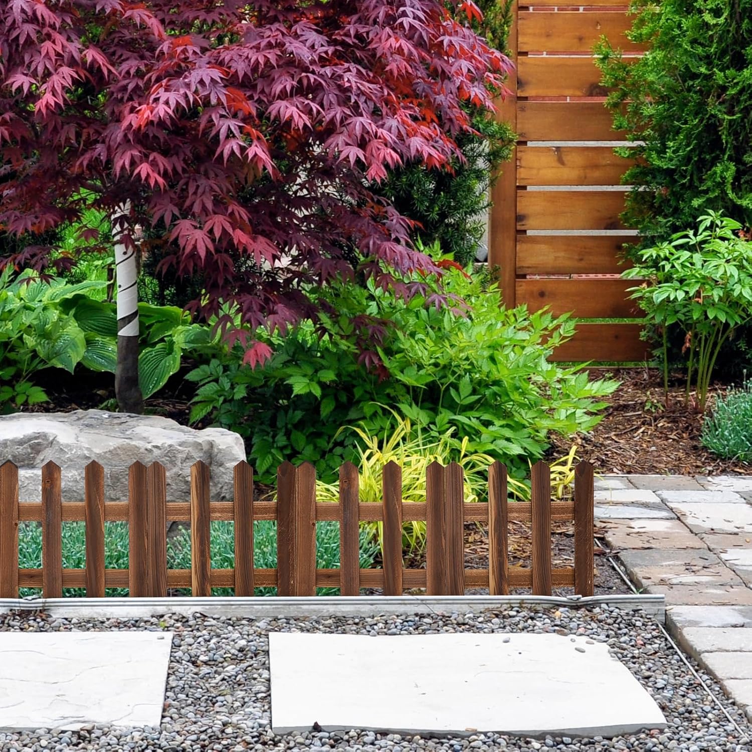 Operitacx Christmas Tree Fence, Wooden Christmas Tree Gate Fence Panels 23 X 11.6 Inches, Fence Brown Picket Fence Border