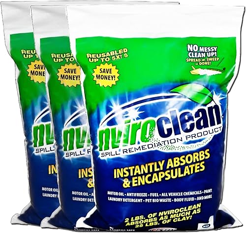 nviroclean Limpieza de derrames superabsorbente y encapsulante para aceite, anticongelante, alimentos, pintura, residuos de mascotas, líquidos