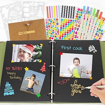 AIOR Fotoalbum voor Doe-het-zelf, Zwarte Pagina's Fotoalbums Plakboekalbum Om Op te Plakken, Linnen Fotoboek Bruiloft Gastenboek, Valentijnsdag Verjaardag Verjaardag Cadeau Dames Heren (Groen