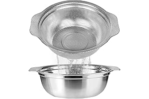 Stainless Steel Rice Rinsing Colander and Mixing Bowl
