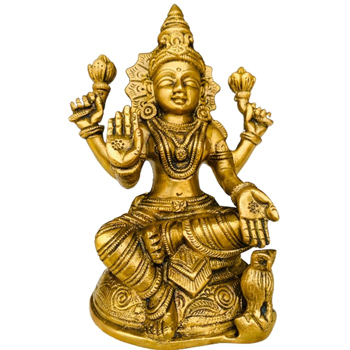 Buy QT S Lakshmi Laxmi Brass Hand Carved Goddess Handmade Goddess of