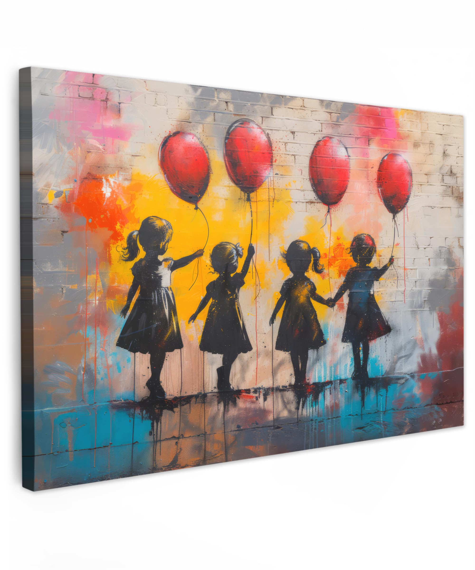MuchoWow© Canvas Wall Art 12"x8" / 30x20 cm Home Decor Paintings for Living Room Decorations Gifts Hallway Graffiti - Kids - Street art - Balloon - Banksy