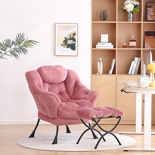 Miniatura 107 de Lita Silla relajada con otomana, tapizado ornamental, moderno de ocio, contemporáneo para lectura con reposabrazos, un bolsillo lateral para sala de