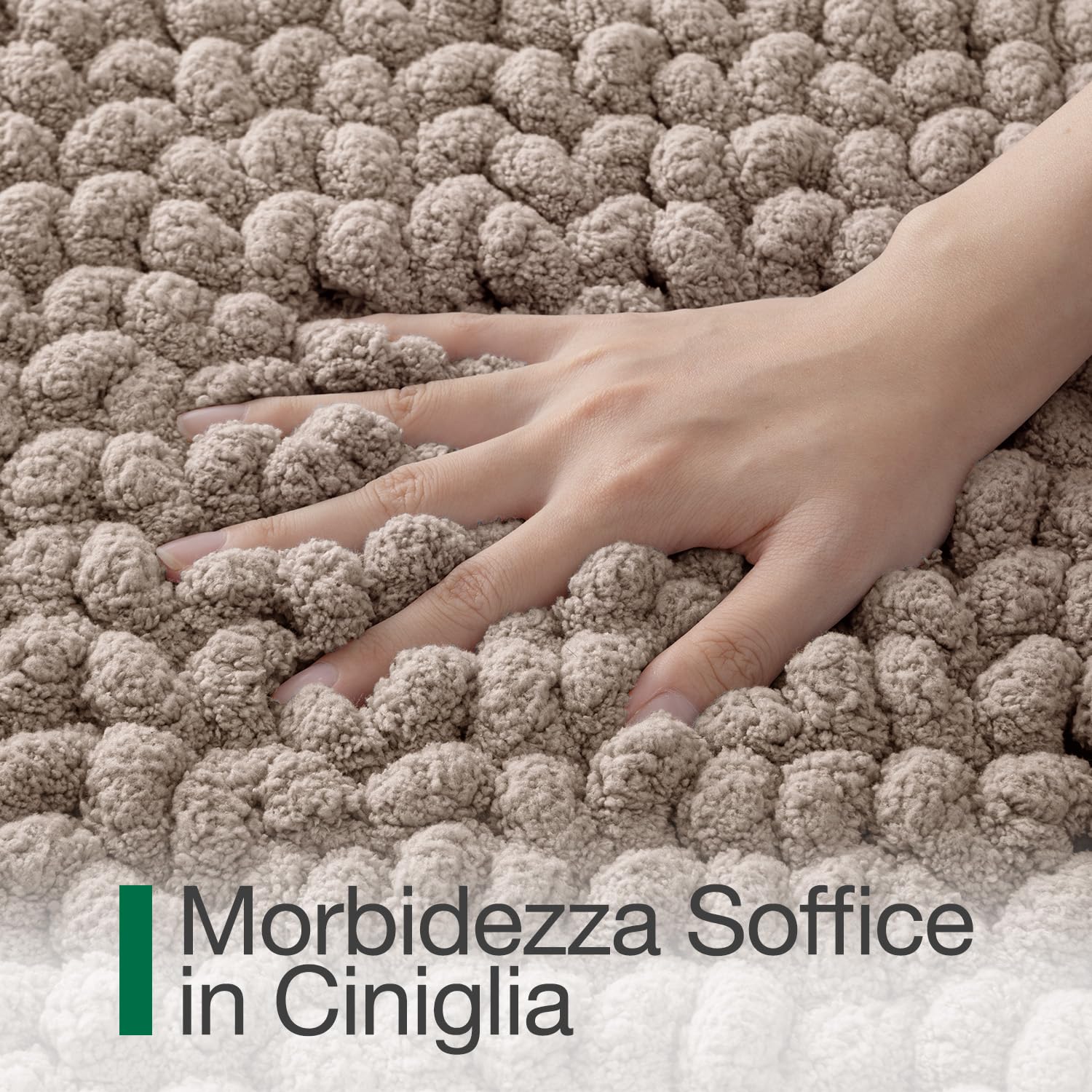 LUMI Tappetino Bagno in Chenille Morbido e Antiscivolo, Tappeto Bagno Spesso e Super Assorbente, Lavabile in Lavatrice, Asciugatura Rapida, Tappeto Doccia per Vasca e Doccia, Beige, 50x80 cm