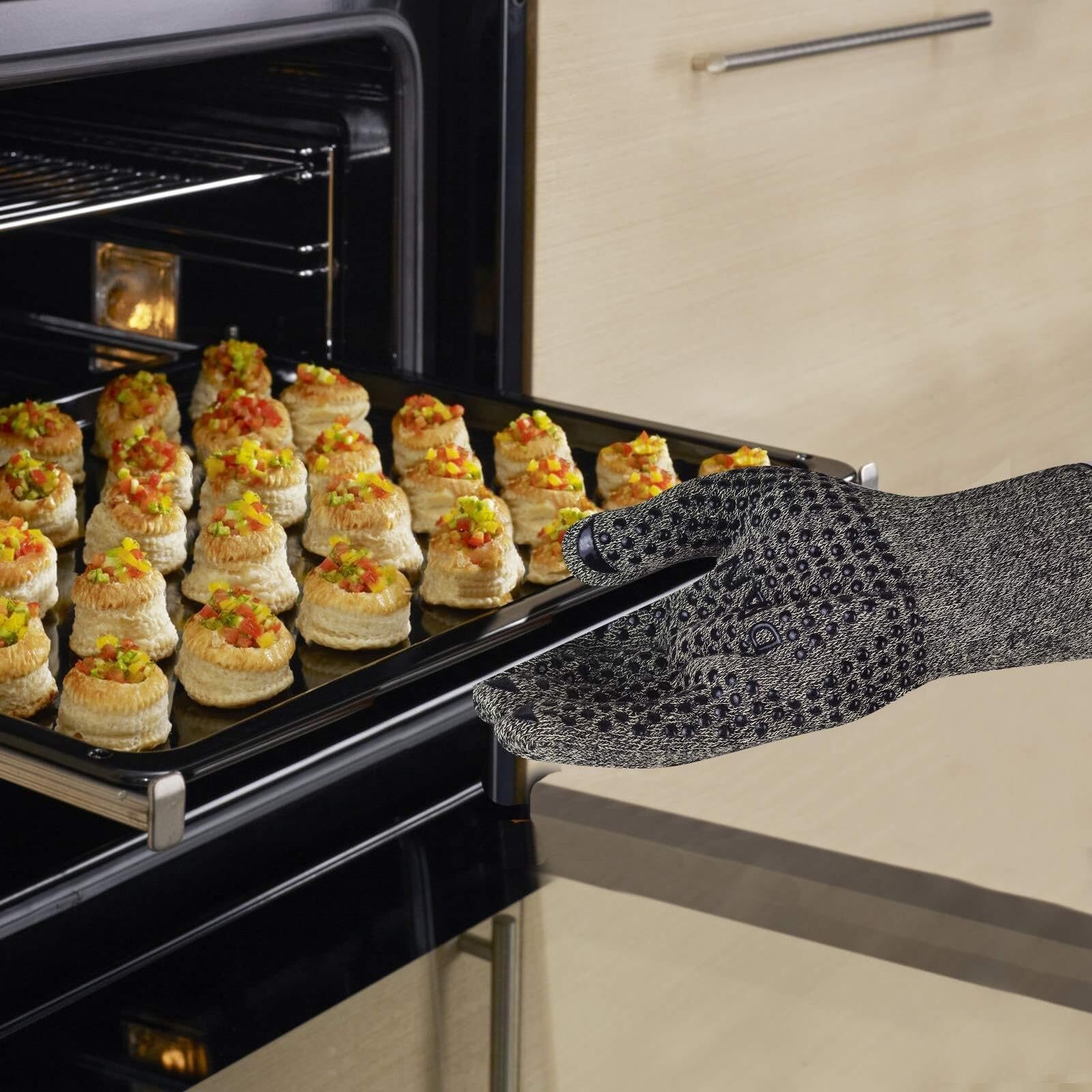 Rękawice Kuchenne Pieczenia Odporne na ciepło rękawice kuchenne Silikonowe, antypoślizgowe Rękawice świeżym powietrzu Kemping Kompaktowe