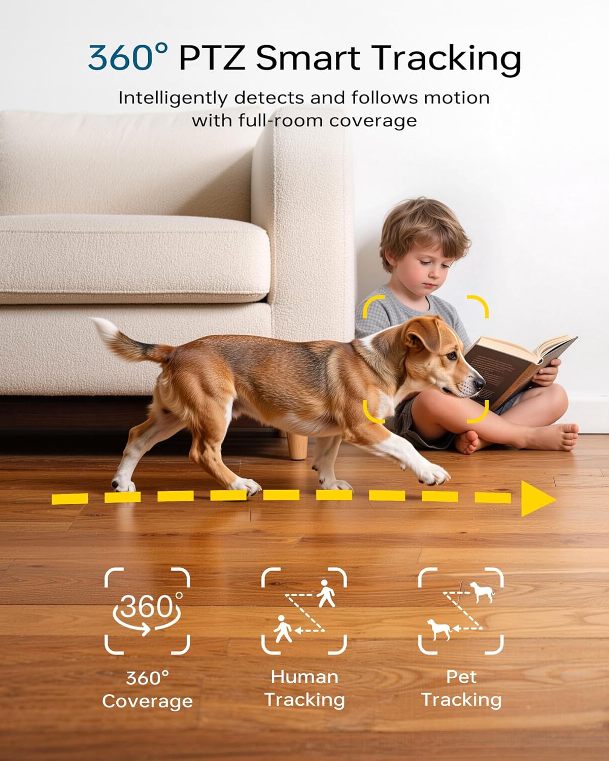 FOSCAM 3K Security Camera Indoor, 360° PTZ Baby & Pet Monitoring for Home Security, 5MP Night Vision, Human/Pet Auto Tracking, Motion & Sound Alerts, 2-Way Audio, 2.4GHz Wi-Fi (R5 Black)