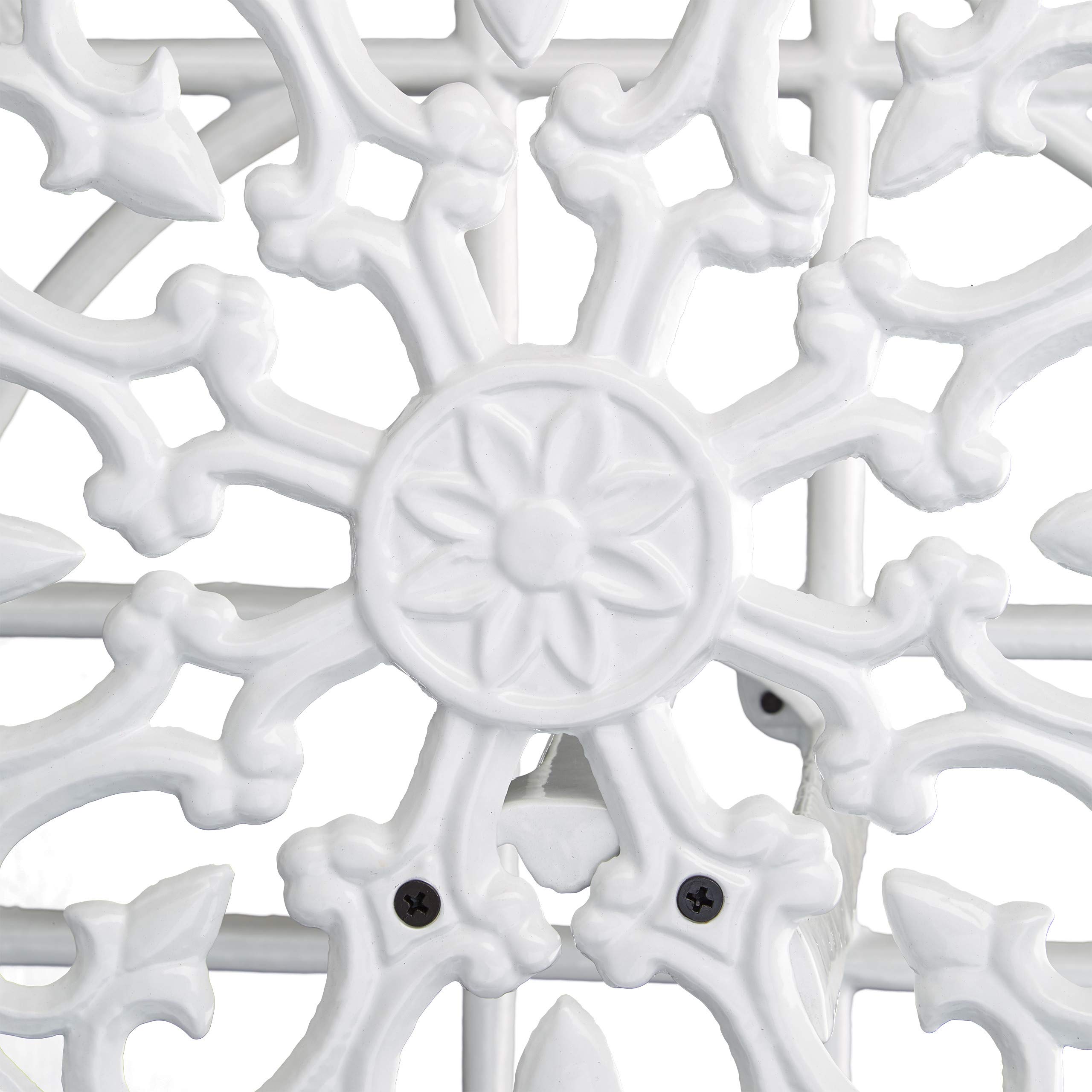 Relaxdays, blanc Porte support tuyau arrosage fonte fer HxlxP: 50 x 32 x 20 cm