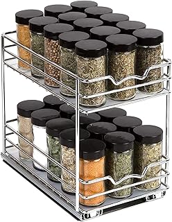 Tirez L'organisateur De Support à épices Pour Armoire, Support à épices Coulissant à Double Support, étagère De Rangement Garde-manger Placard Coulissant Pour Armoires De Cuisine