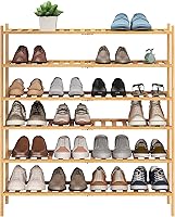 Vista 18 de BMOSU Zapatero extendido de bambú de 2 niveles de alta calidad, apilable, organizador de almacenamiento para pasillo, armario, sala de estar, Bambú