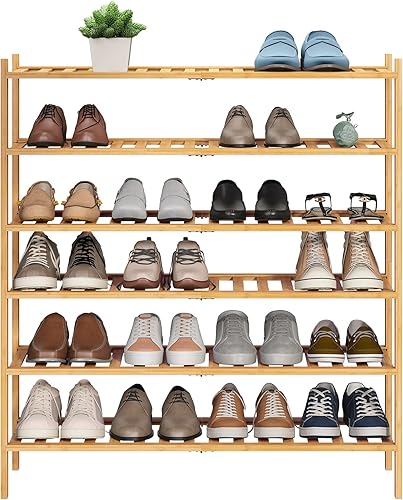 Miniatura 19 de BMOSU Zapatero Pequeño de Bambú de 2 Niveles Premium Estante de Zapatos Apilable Organizador de Almacenamiento para Pasillo Armario Sala de Estar