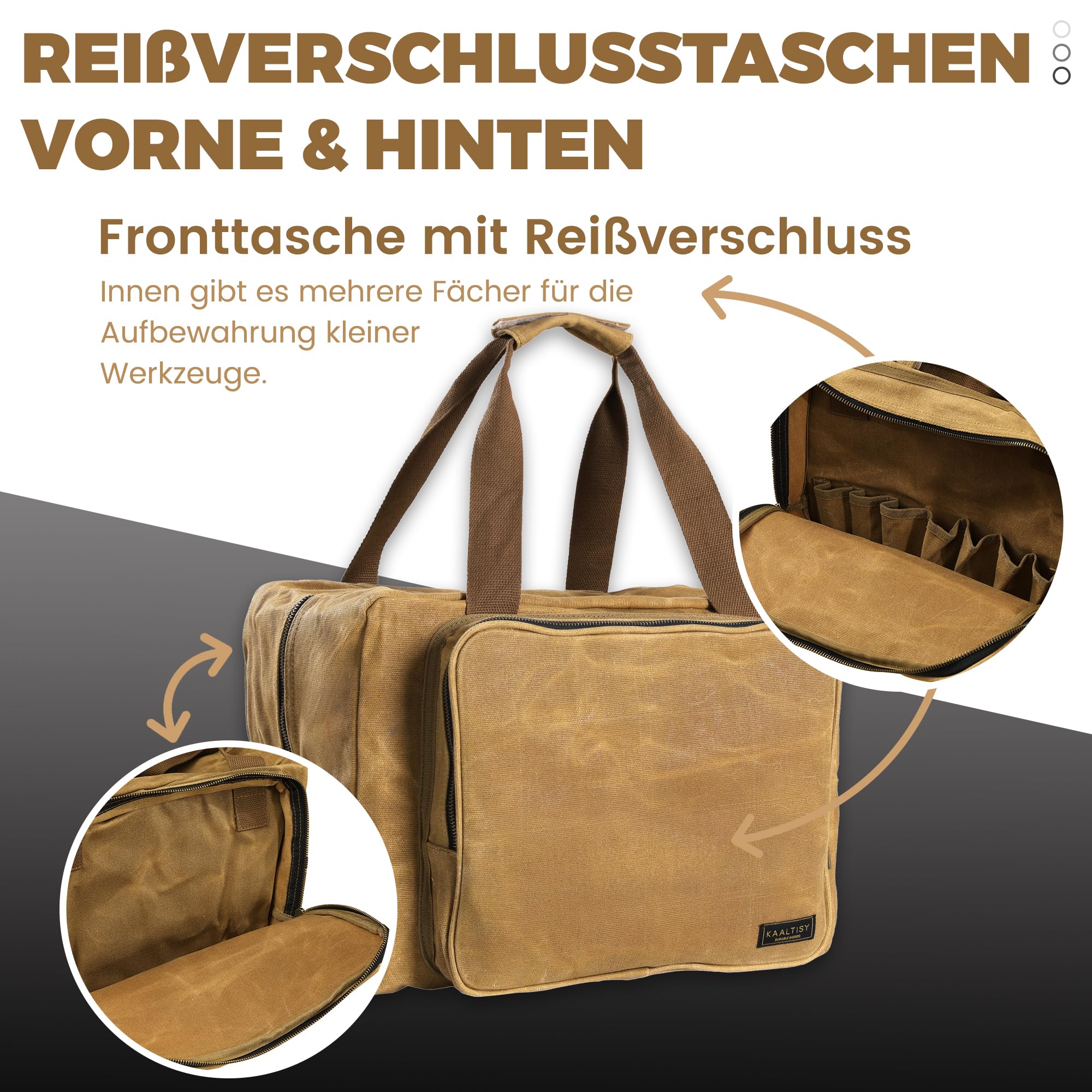 Tool Tote Bag, Large Capacity Tool Carrying Bag with 2 Zipper Pouches - Image 4