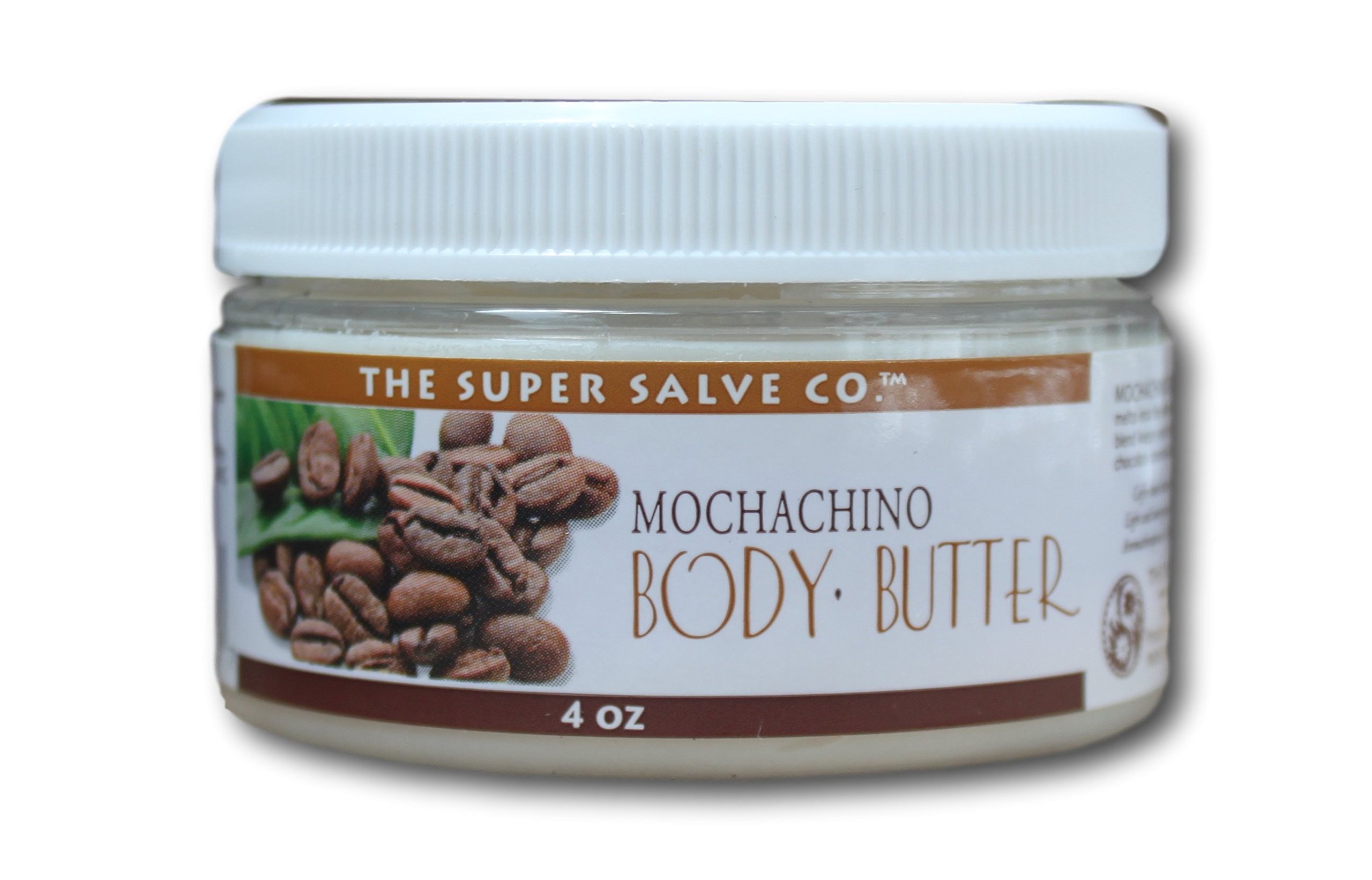 Mochachino Body Butter, 4oz, by Super Salve, Coffee-Chocolate Scented Moisturizer with no Greasy Residue