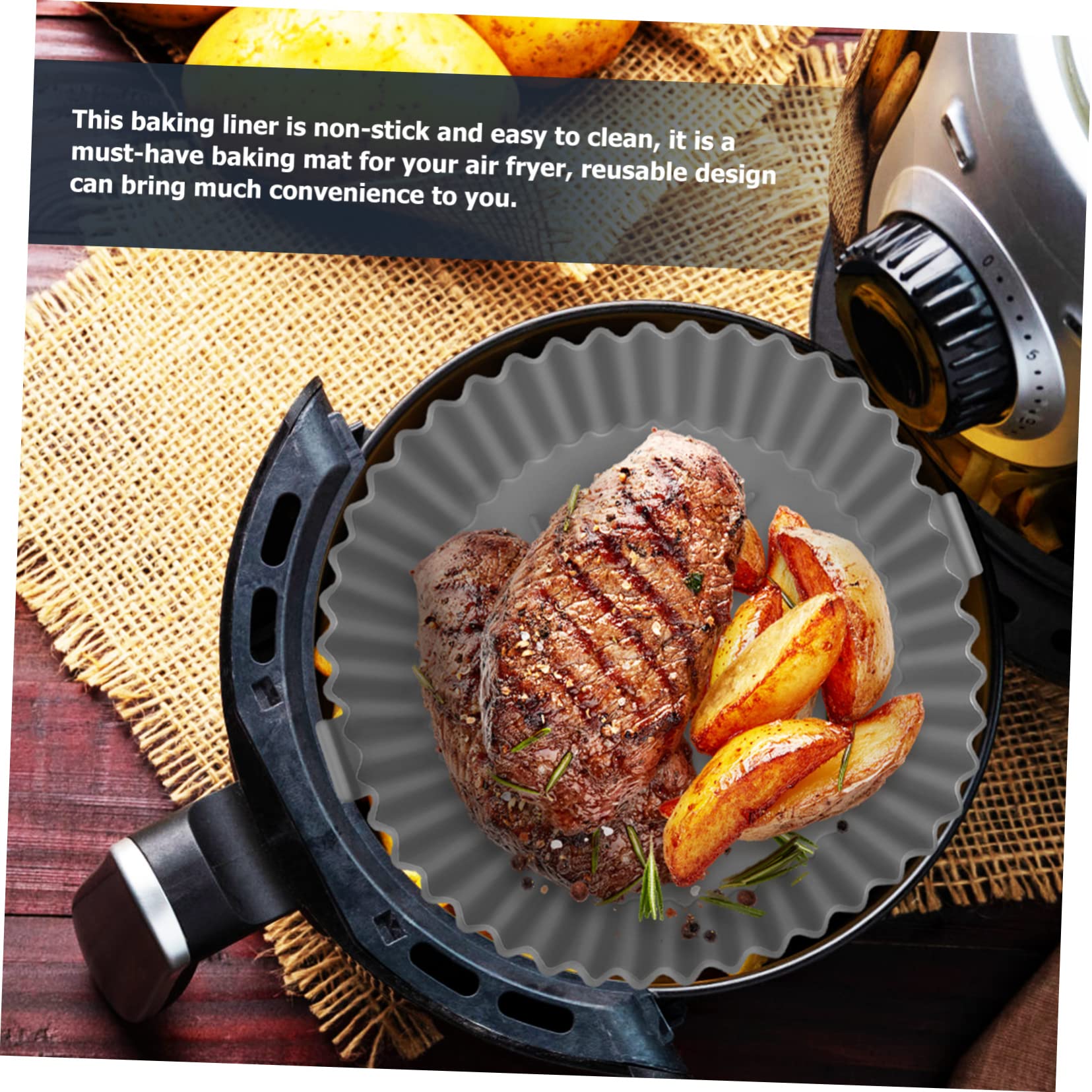 FUNOMOCYA Air Fryer Baking Liner Silicone Frying Pan Mat Multi-use Accessory for Air Fryer