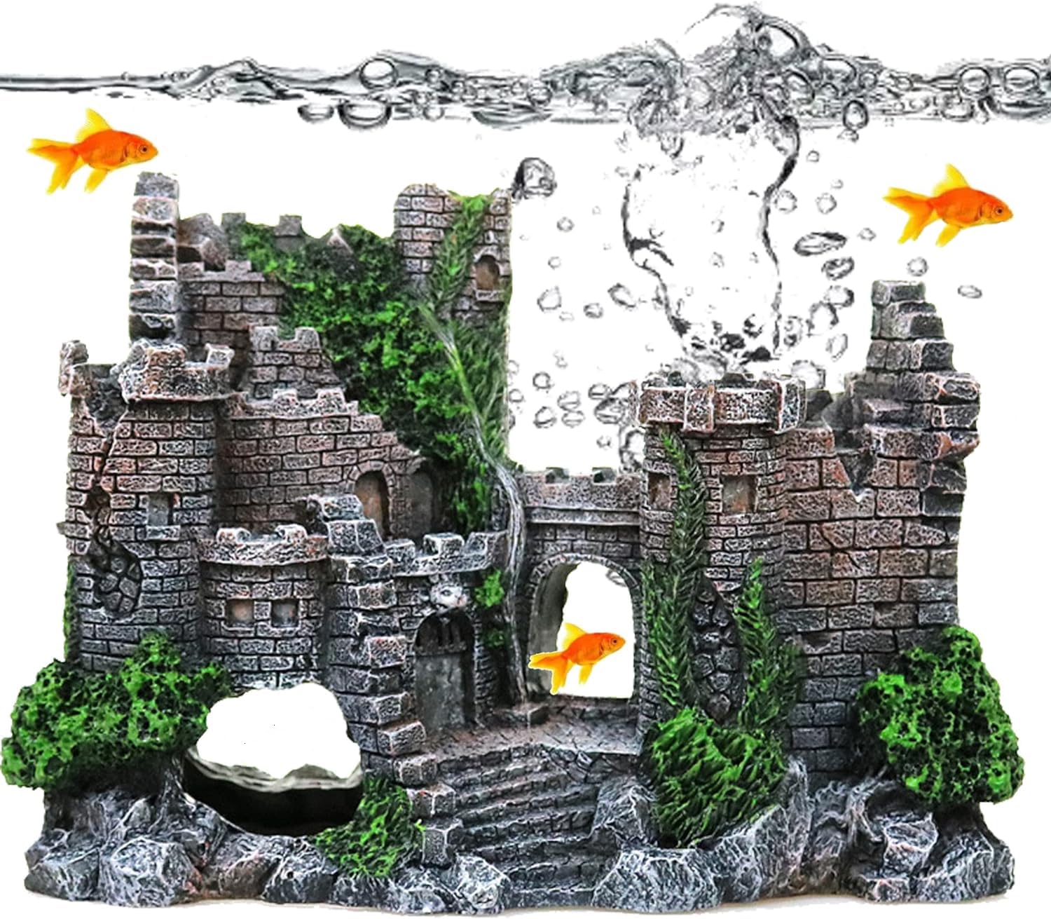 XUBX Aquarium Decoration, Fish Tank Rock Resin Bus Ornament