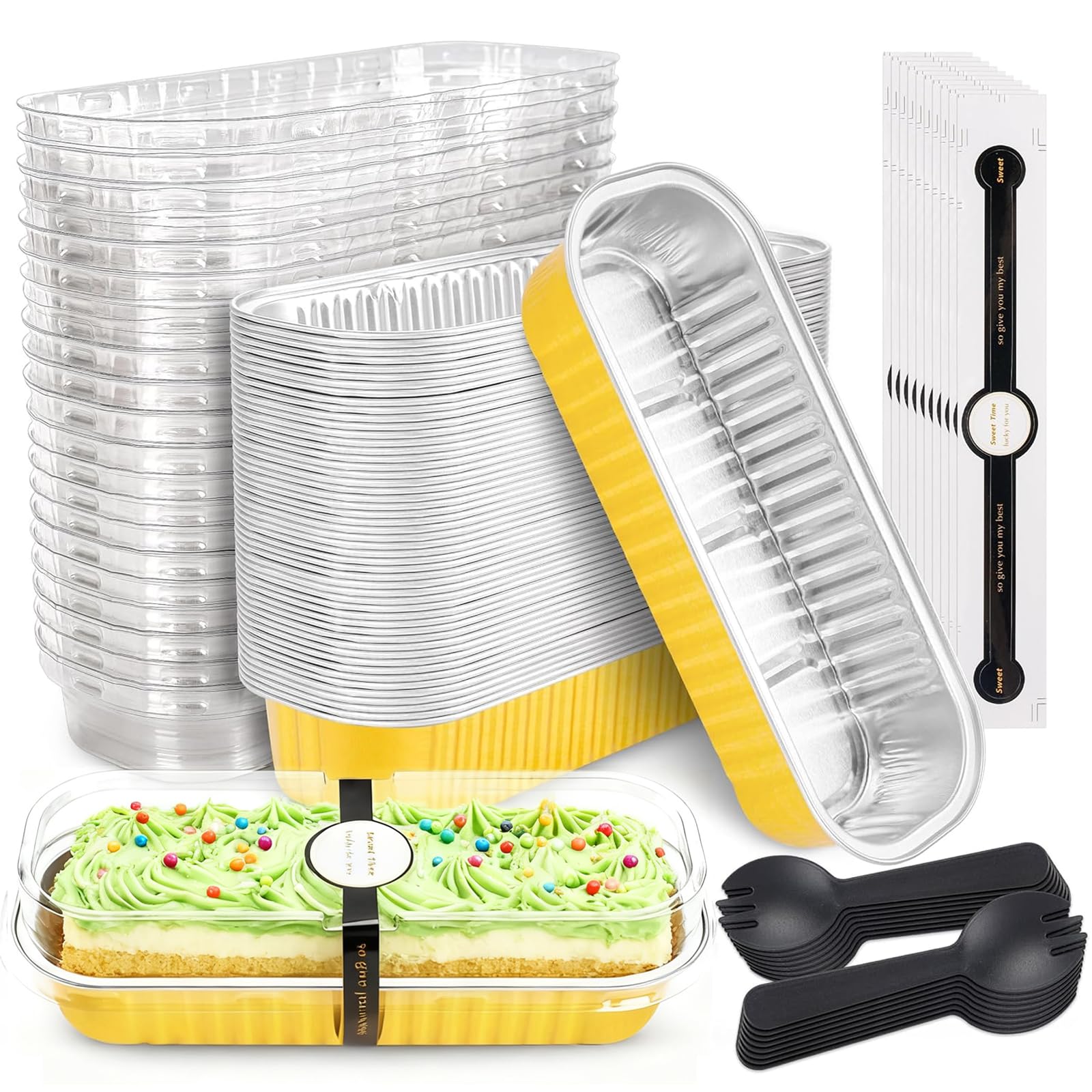 Moldes de papel de aluminio Eidoct de 200 ml para hornear y transportar pasteles sin desmoldar