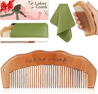 ZZTDSD Natural Peach Wood Birth Comb for Labor Pain Relief - Hospital Bag Essential & New Mom Gift