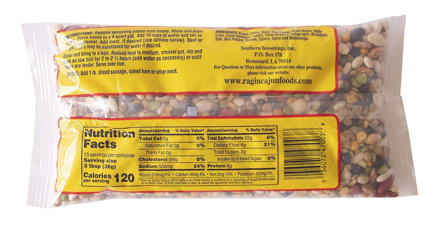 Ragin Cajun Seasoned Ten Beans Soup with Vegetables & Seasonings, 7g Protein, Gluten Free, 16 Ounce (Pack of 12)