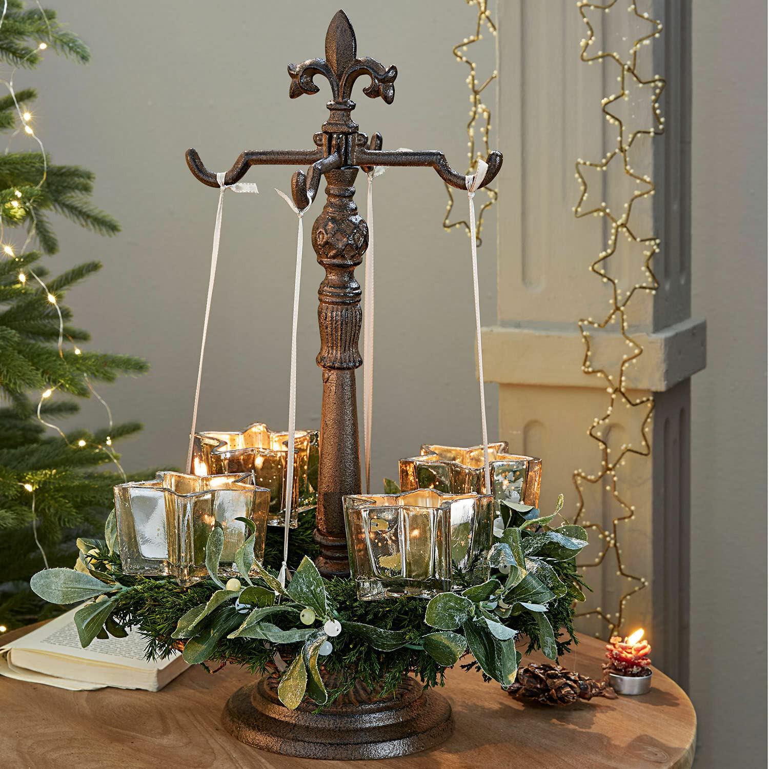 Loberon Kranzständer Antwan, Adventskranzständer, Antik-Finish, Advent, Weihnachtsdekoration, Weihnachten, Gusseisen, antikbraun