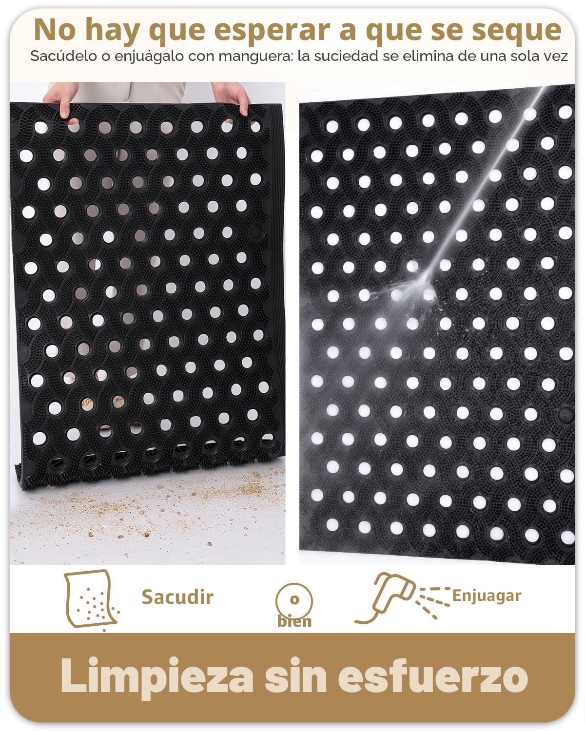 Color&Geometry Felpudo Exterior Antideslizante TPE 61x91 cm Gris
