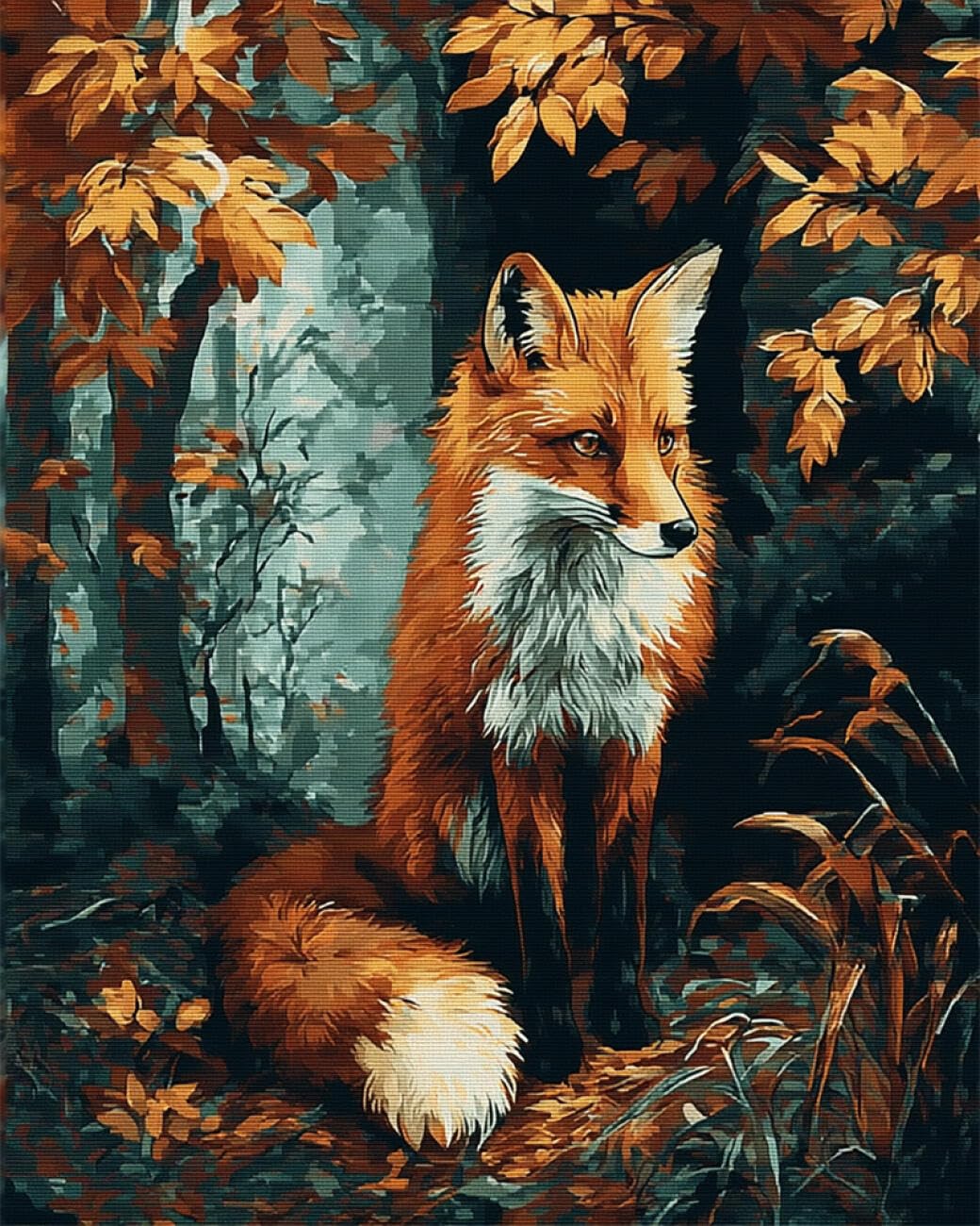 RKFLGEW DIY Bead Embroidery Kits Fantasy Fox 40x50cm