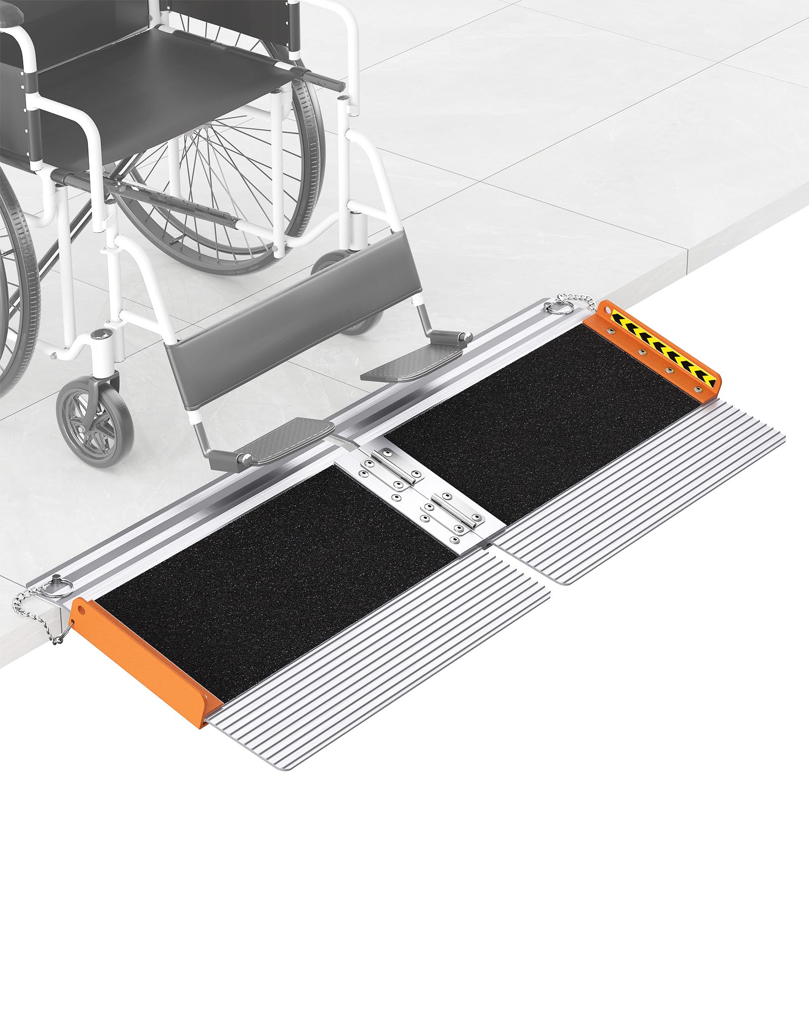 FACHNUO Rampa de umbral portátil con base autoajustable, capacidad de carga de 363 kg, rampa plegable antideslizante para sillas de ruedas para puertas de casa