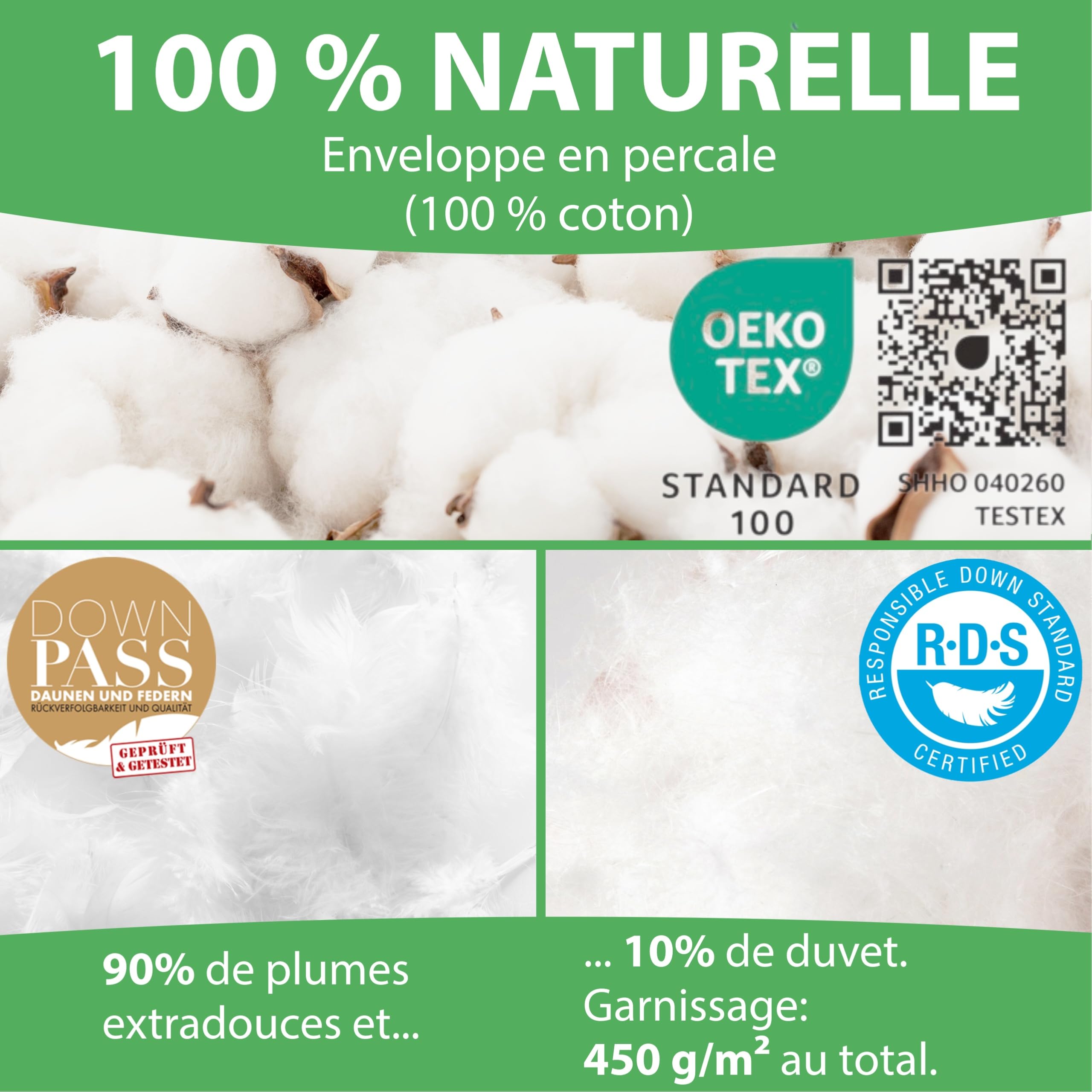 Welldora Couette 2 Personne Grand Confort 260x240 | 100% Plumes et Duvet Extradoux | Vérifiée par des Médecins, Oeko-Tex, Anti-Allergies, Certifiée RDS pour Le Bien-Être Animal | Couette Toute Saison