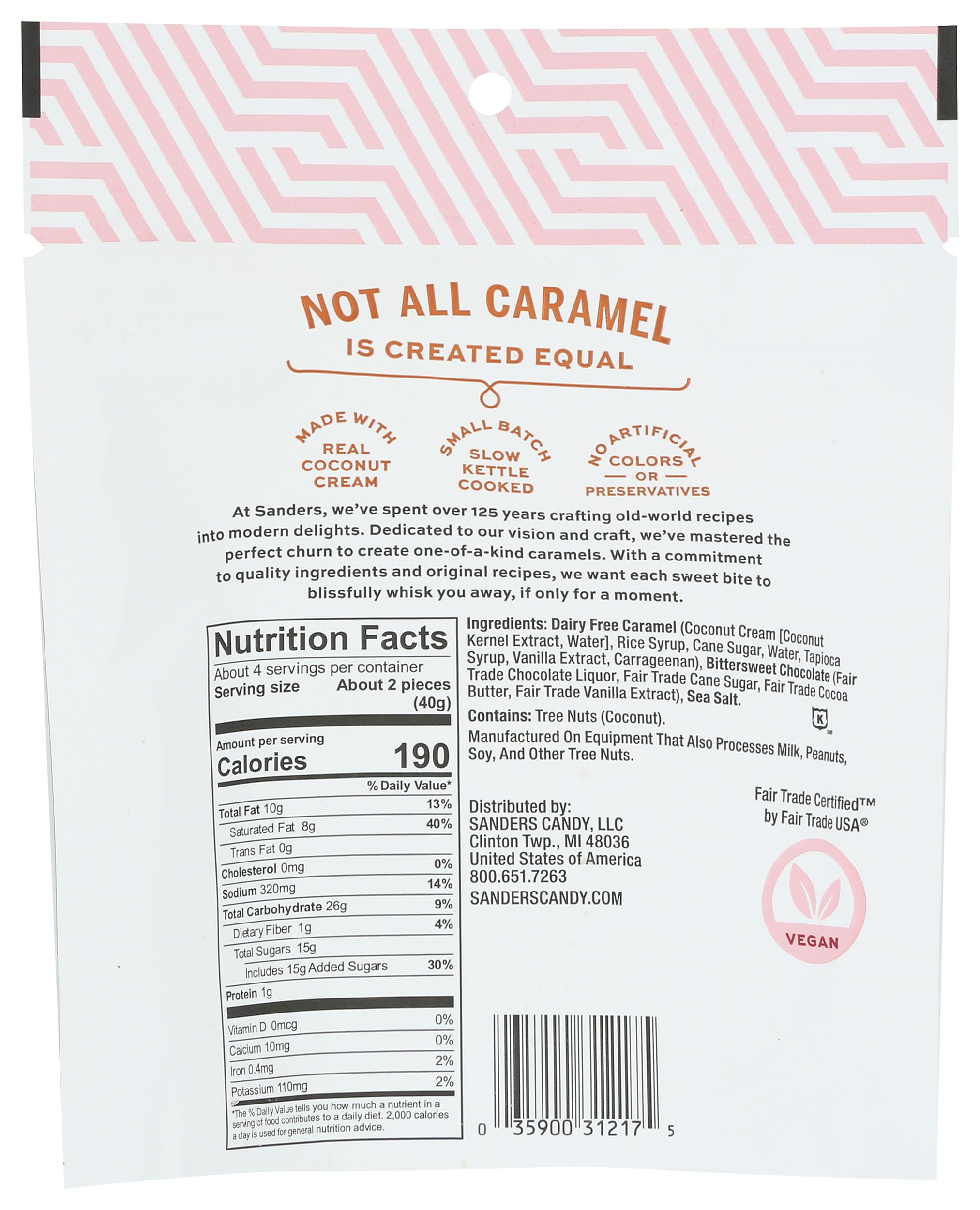 Sanders, Caramels Dark Chocolate Sea Salt, 5.5 Ounce: Dark Chocolate 5.5 Ounce (Pack of 2)