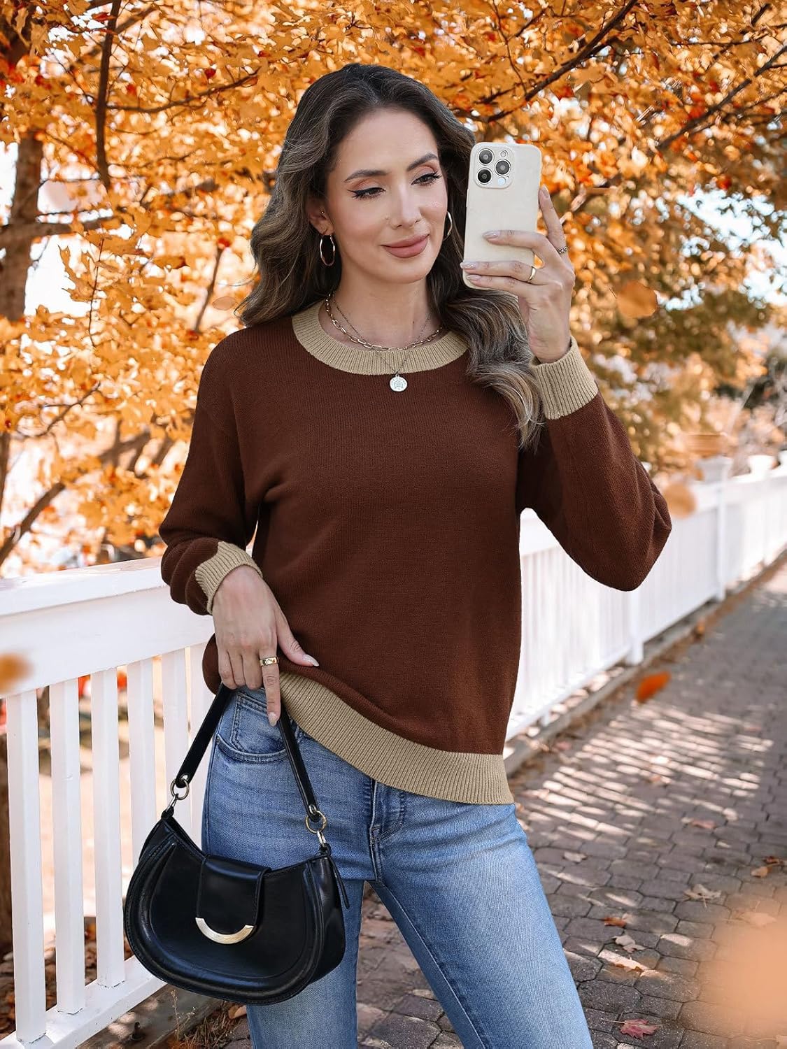 MixShe Womens Sweaters 2025 Fall Fashion Crewneck Tunic Tops - Image 3