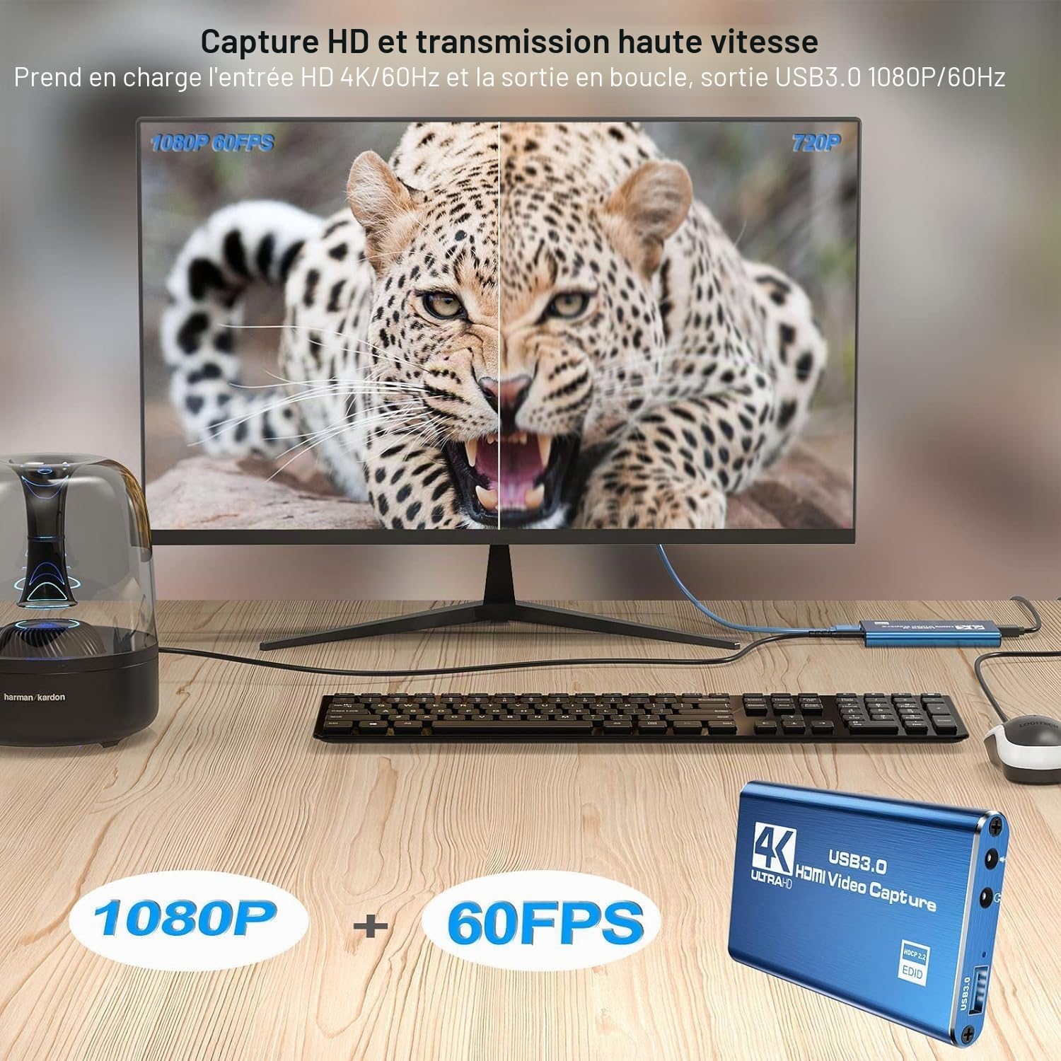 Carte de capture vidéo HDMI Azuxreza pour commutateur, 4K pour le streaming avec USB 3.0 et 2K 30 FPS Game Capture pour Nintendo Switch/PS5/Xbox/PS4/Steam Deck
