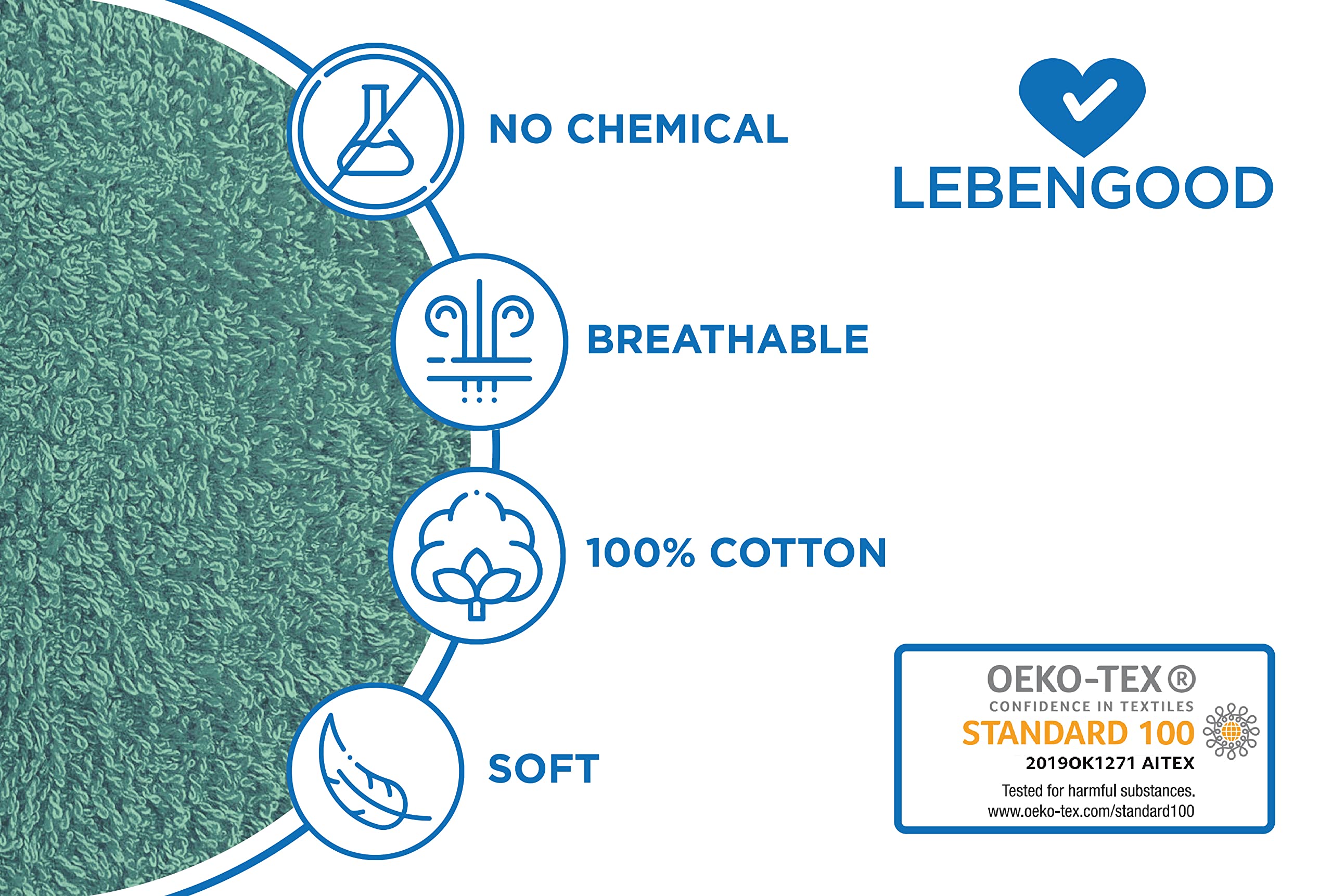 LEBENGOOD - Accappatoio unisex da donna e uomo, 100% cotone spugna americana 400 g, con cintura, tasche, perfetto per la doccia, come vestaglia morbida o come asciugamano