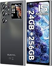 OUKITEL C62 PRO Teléfono celular 24 GB RAM +256 GB ROM, 6.88 ''+1.81 ''Sub pantalla, batería 5150mAh, cámara de 13MP+5MP. Negro